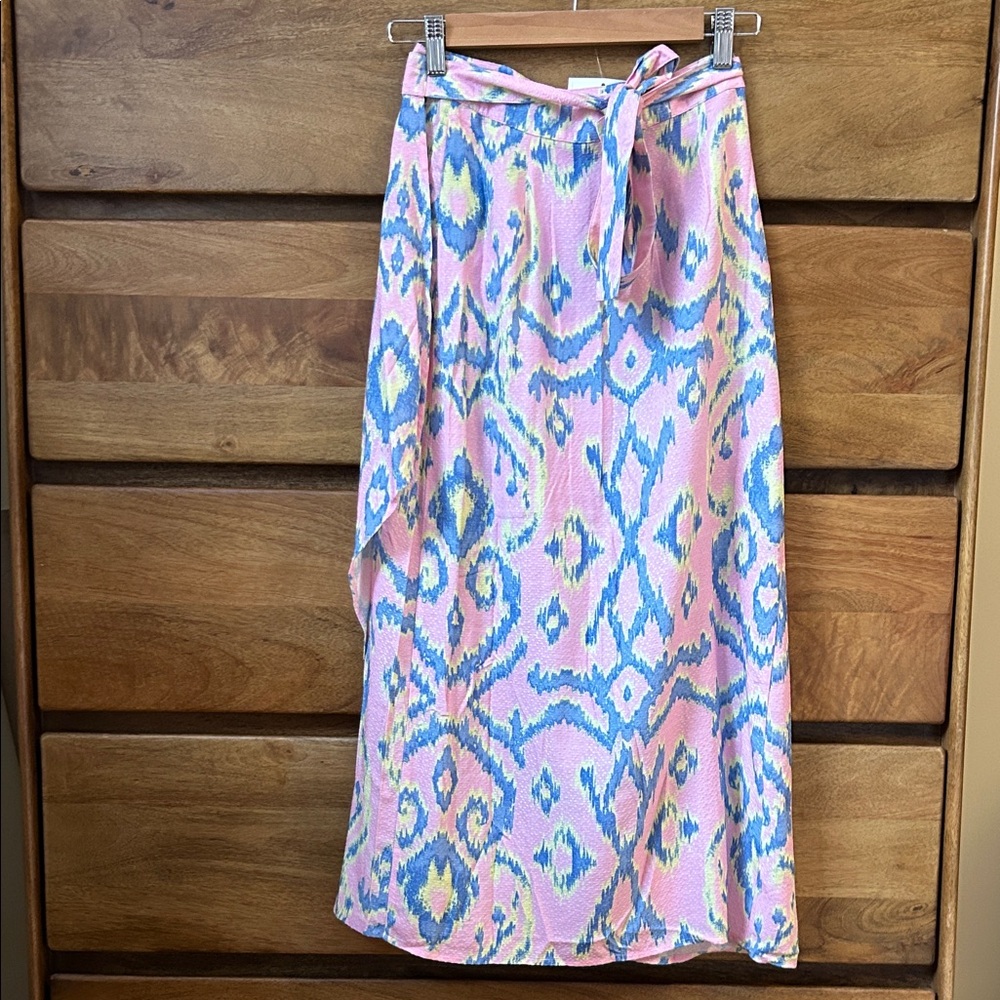 Pink and Blue Patterned Women's Skirt